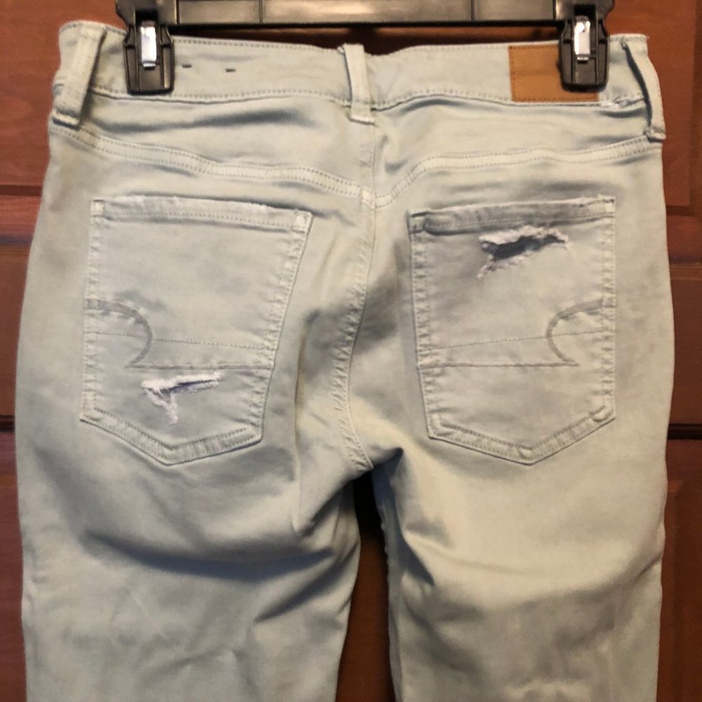 American Eagle Mint Stretch Destroyed Jeggings - image 3